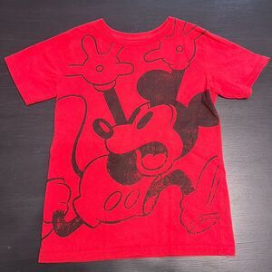 Disney Kids Mickey Mouse Graphic Cotton Crewneck Short Sleeve Shirt Red M 7/8
